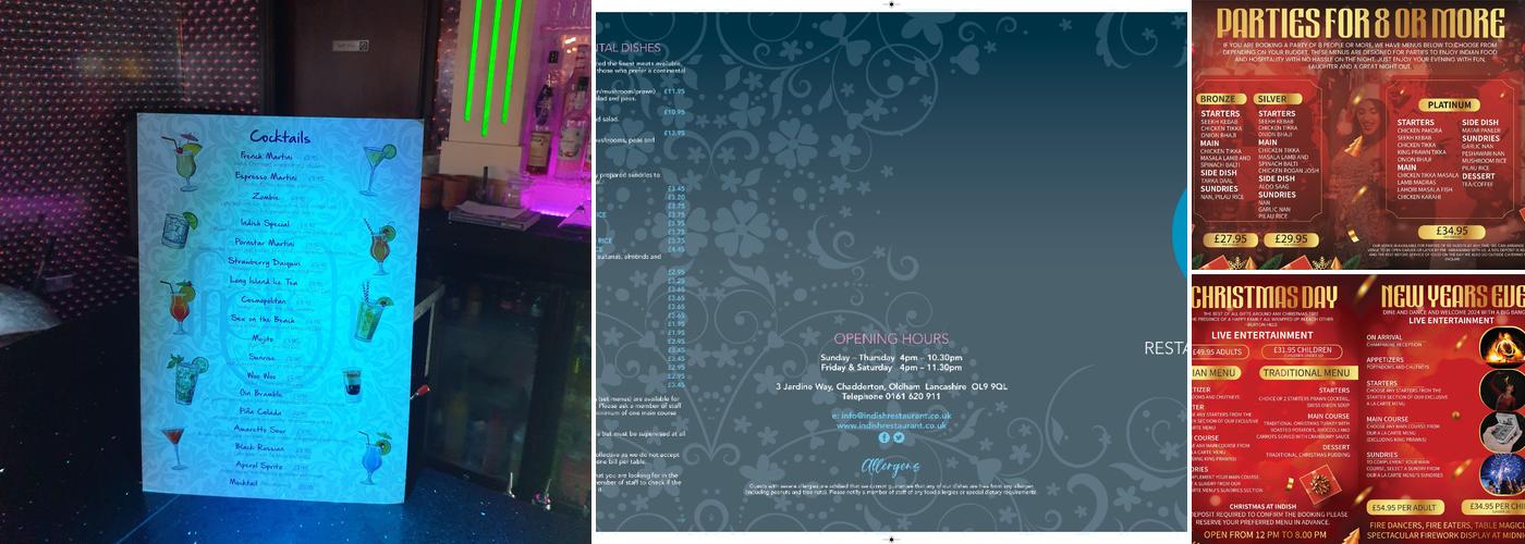 Indish - Best Indian Restaurant | Bar | Takeaway In Oldham Menu