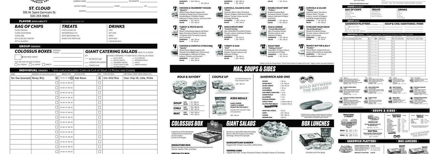 Erbert and Gerberts Menu