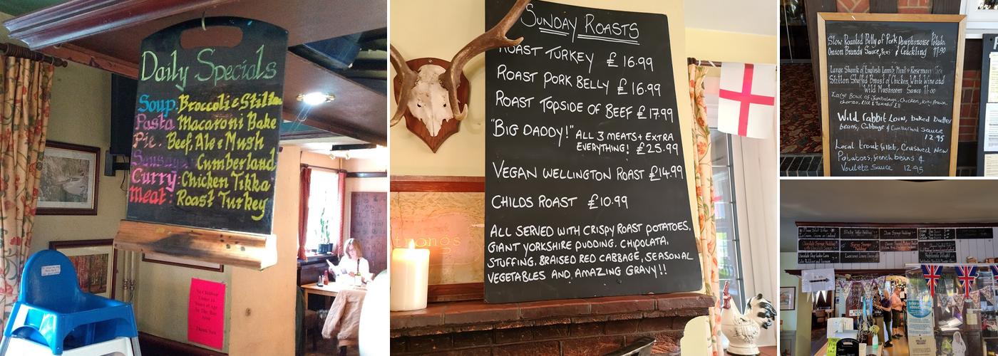 The Fighting Cocks Pub Menu