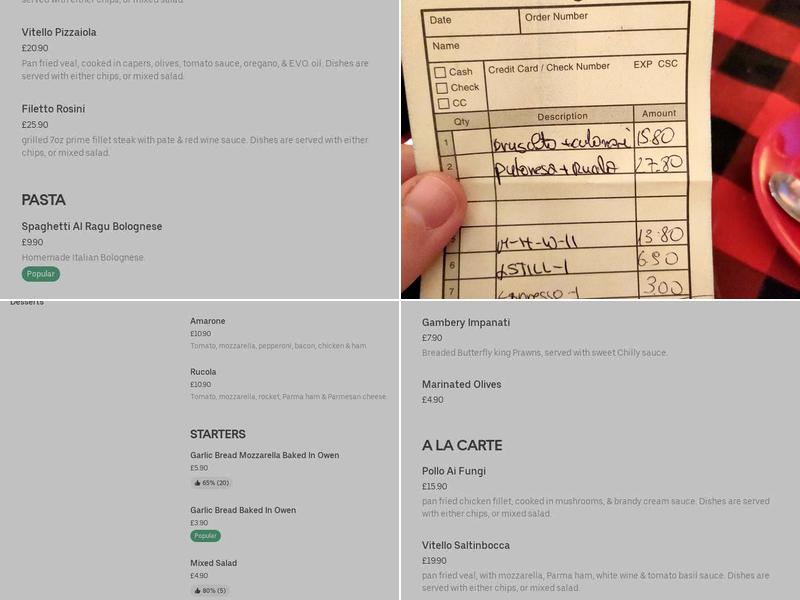 Amarone Italian Restaurant Menu