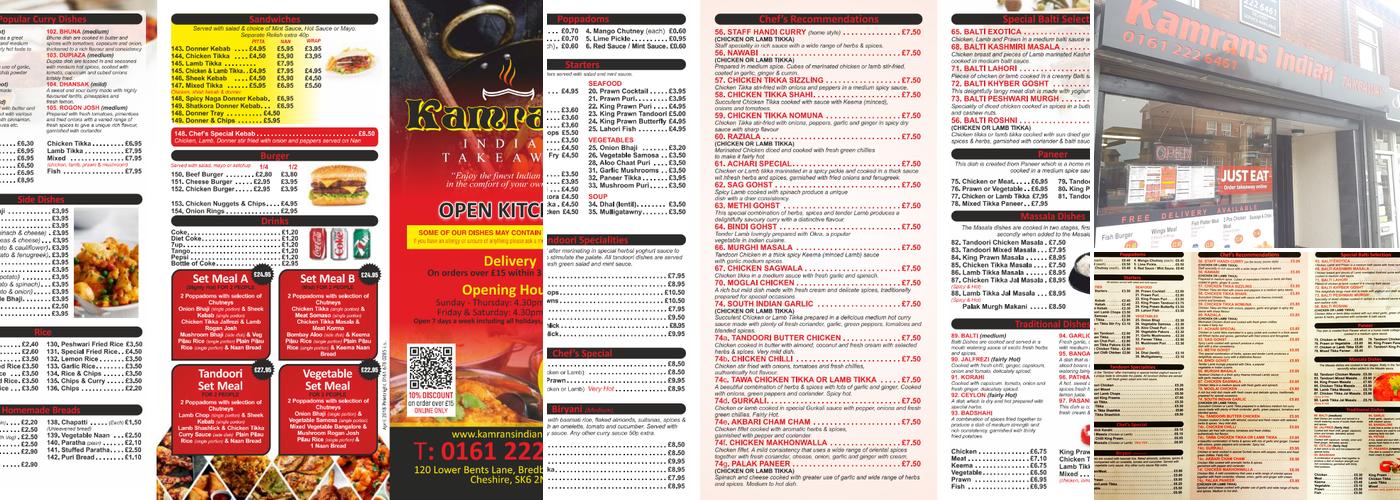 Kamran's Indian Takeaway Menu