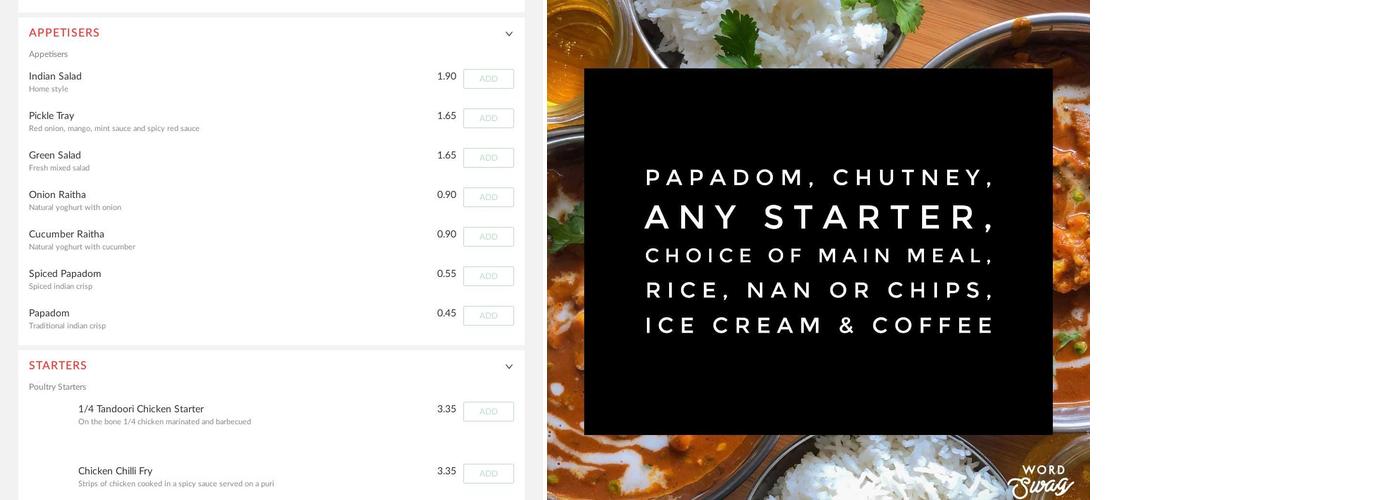 Maha Indian Cuisine Menu