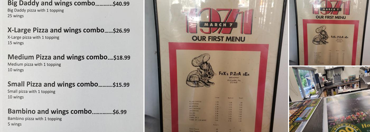 Fox's Pizza Den Menu