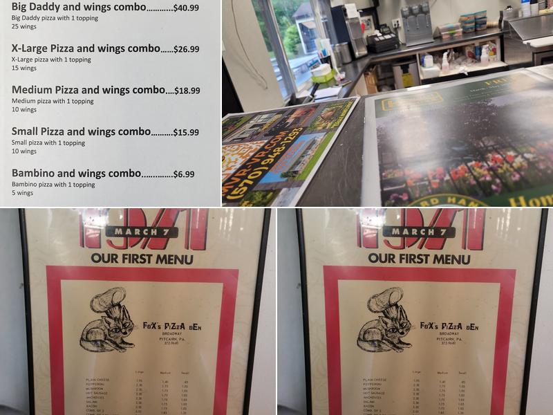 Fox's Pizza Den Menu
