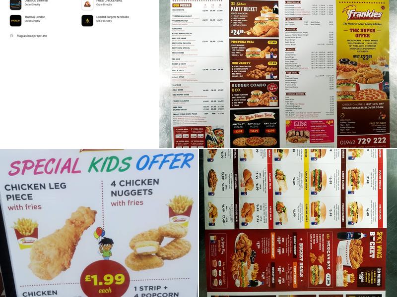 Frankies Ashton In Makerfield Menu