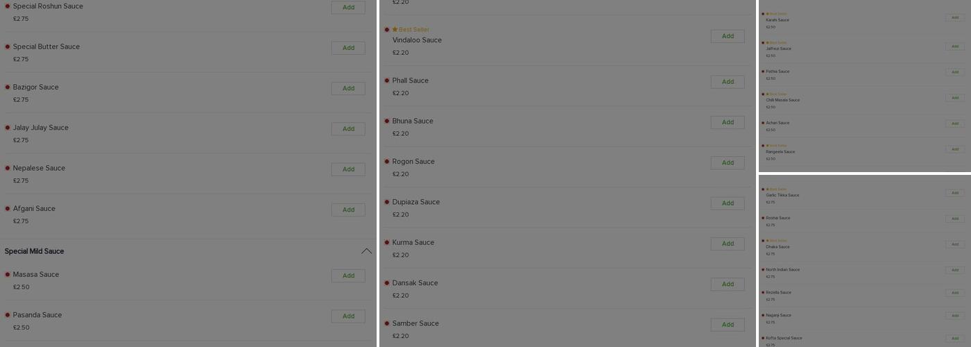 Spicy Balti Indian Takeaway Menu