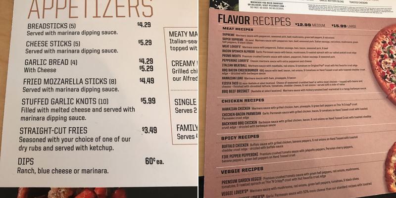 Pizza Hut Menu