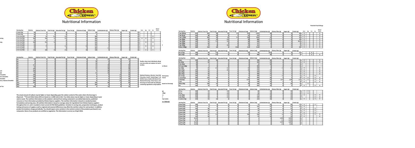Chicken Express-Sherman Menu