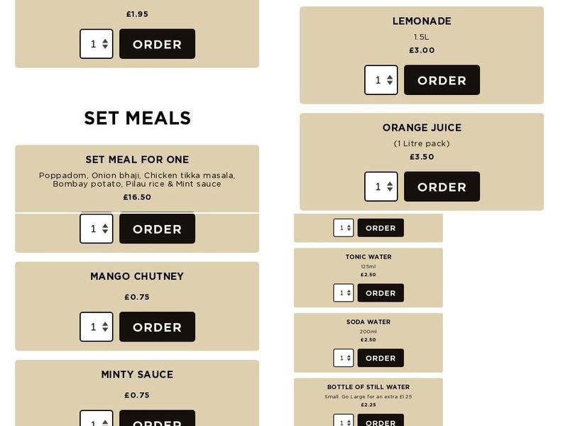 Lingfield Tandoori Menu
