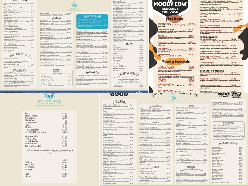 Peacock Lodge Gatwick Menu