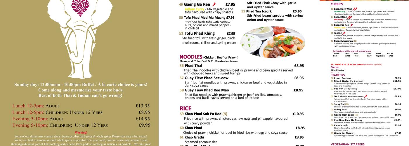 Thai Lounge Menu