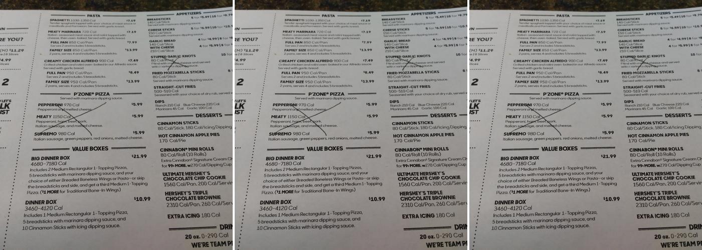 Pizza Hut Menu