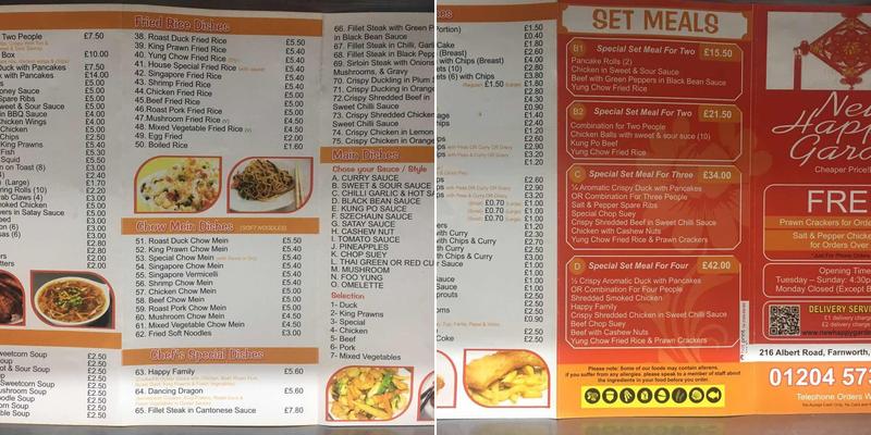 New Happy Garden Menu