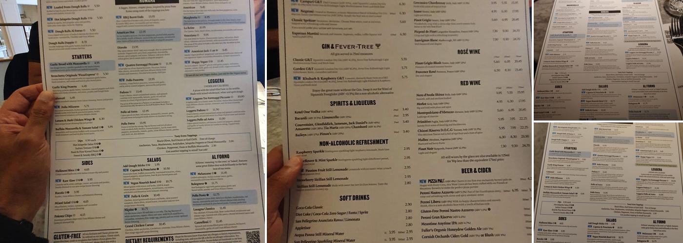 Pizza Express Menu