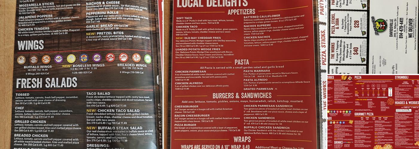 Fox's Pizza Den Menu