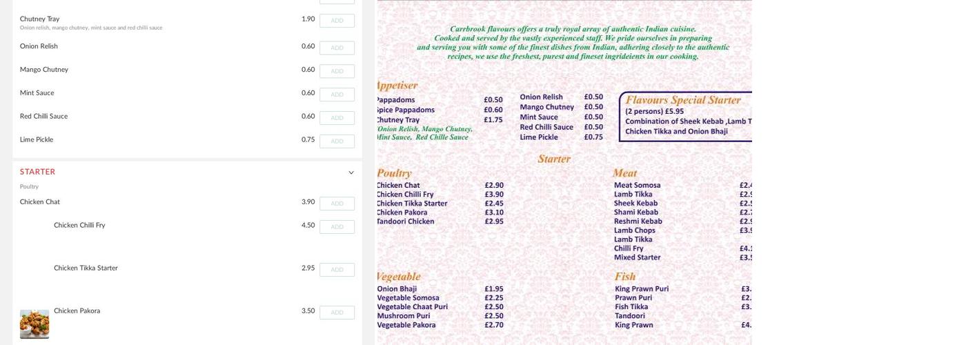 Carrbrook Flavours Menu