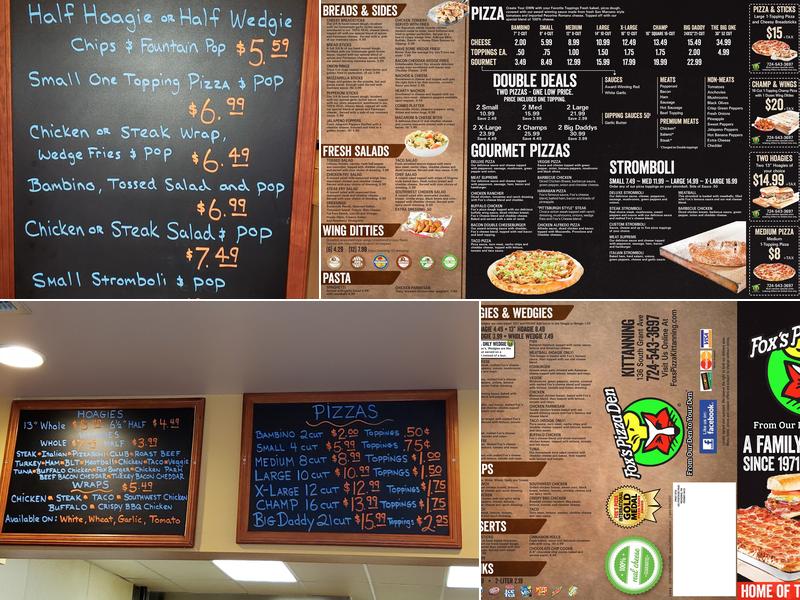 Fox's Pizza Den Menu