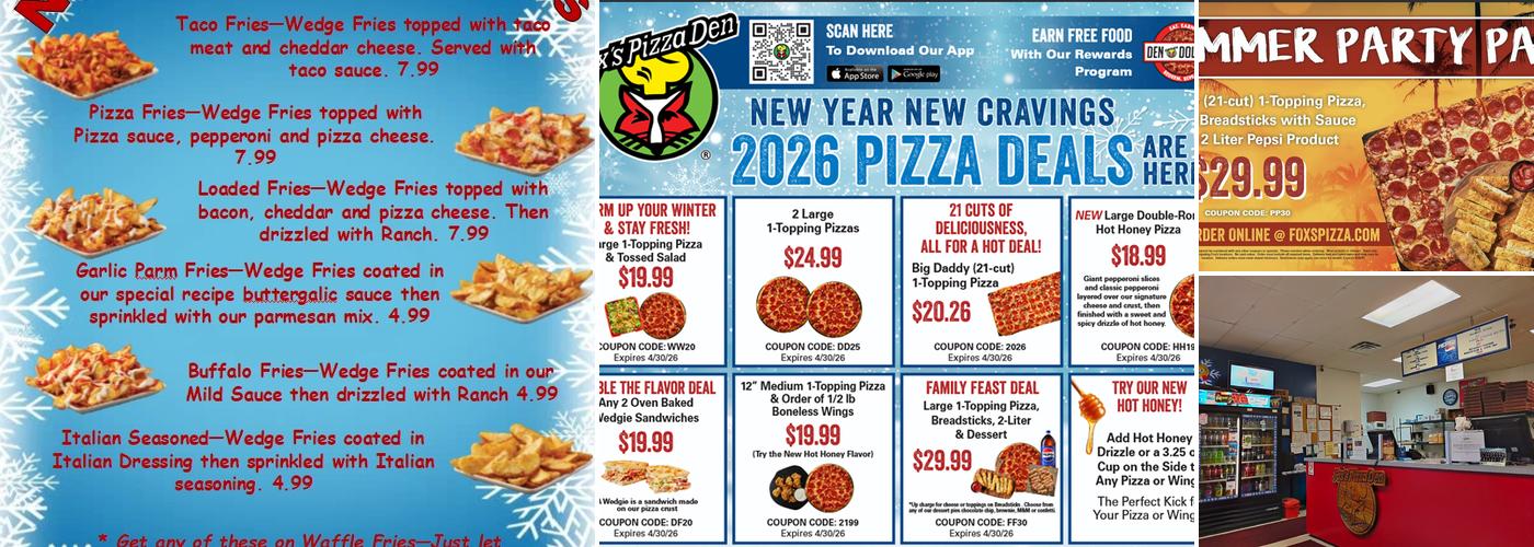 Fox's Pizza Den Menu