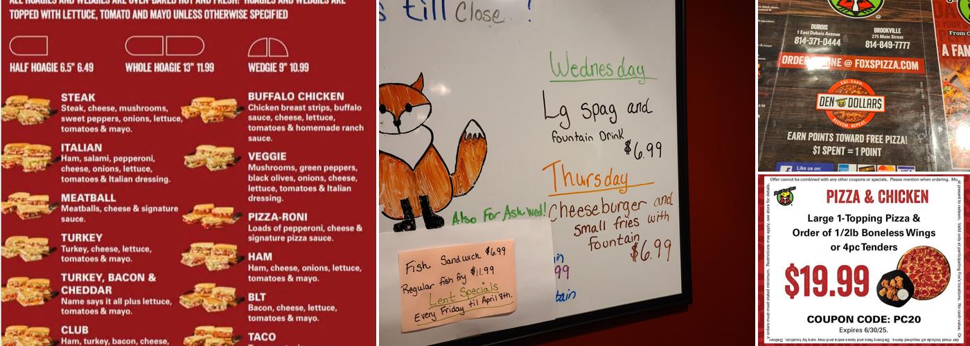 Fox's Pizza Den Menu