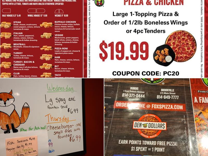 Fox's Pizza Den Menu