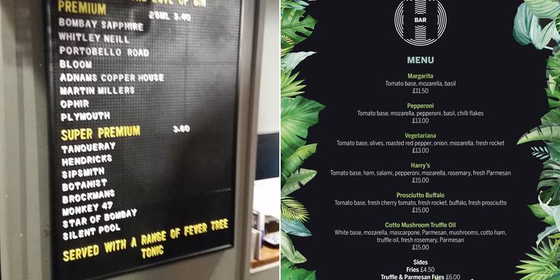 H BAR @ The Cannon Menu