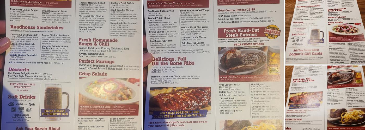 Logan's Roadhouse Menu