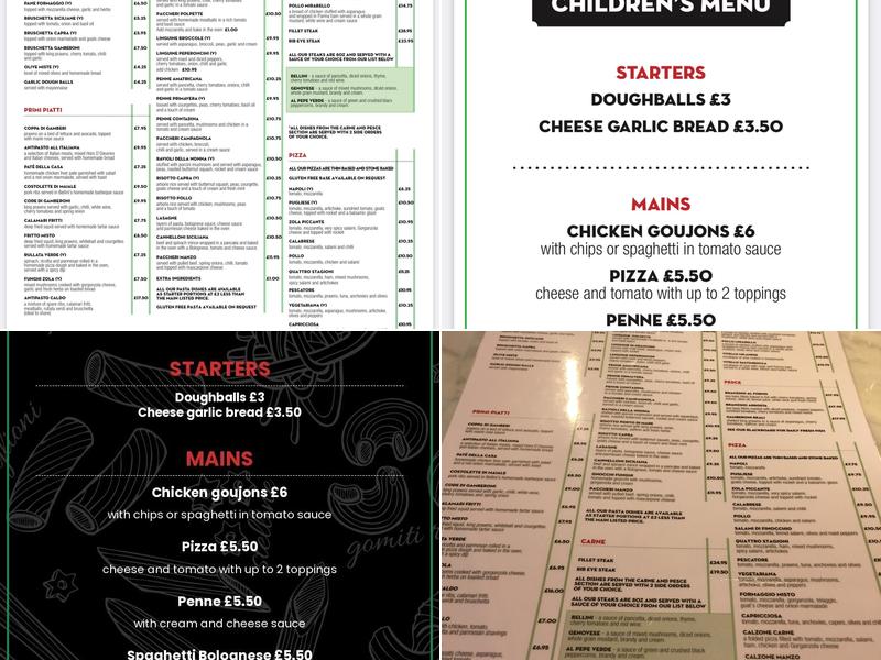 Bellini's Italian Restaurant Menu