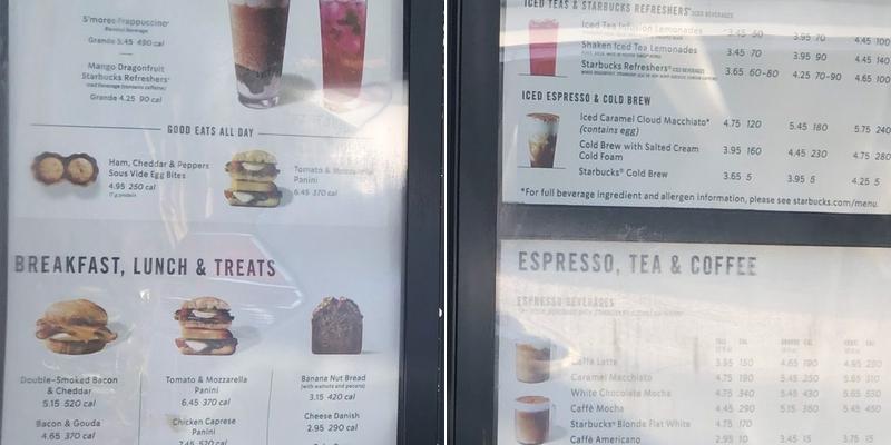 Starbucks Menu