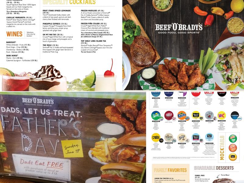 Beef 'O' Brady's Menu