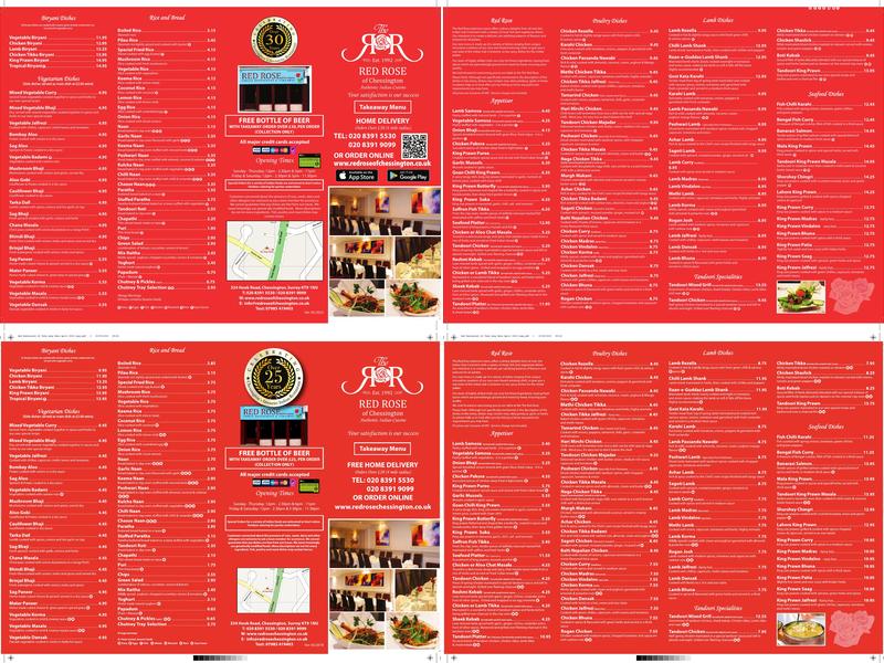 Red Rose of Chessington Menu