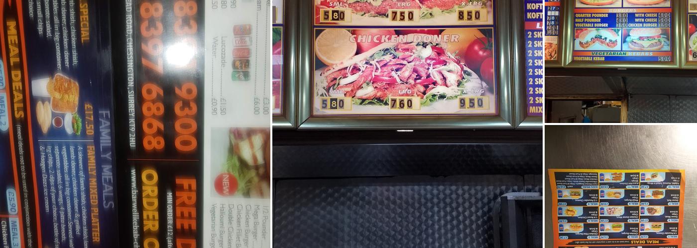 Barwell Kebab Menu
