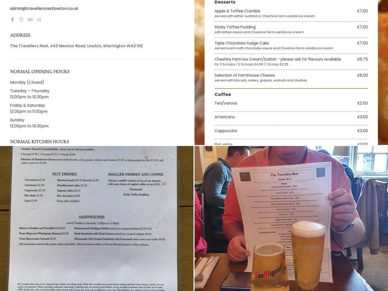 The Travellers Rest Menu