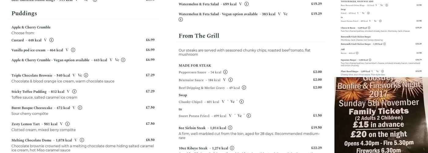 Crown Inn Menu