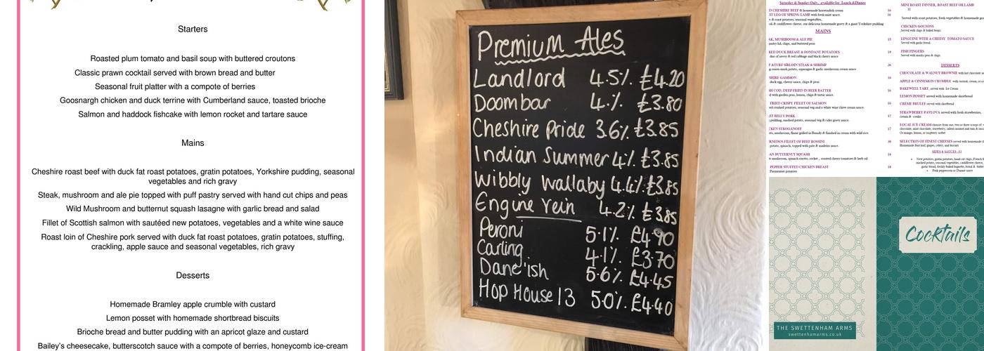 The Swettenham Arms Menu