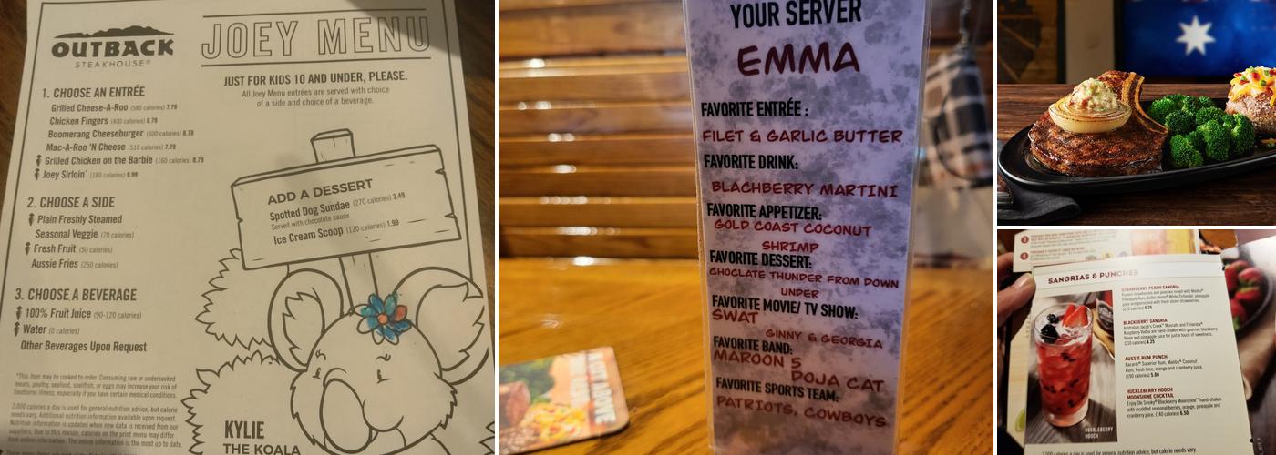 Outback Steakhouse Menu