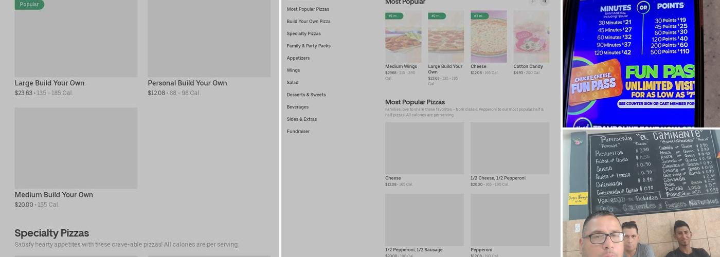 Chuck E. Cheese Menu