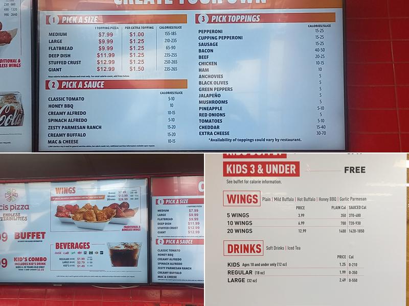 Cicis Pizza Menu
