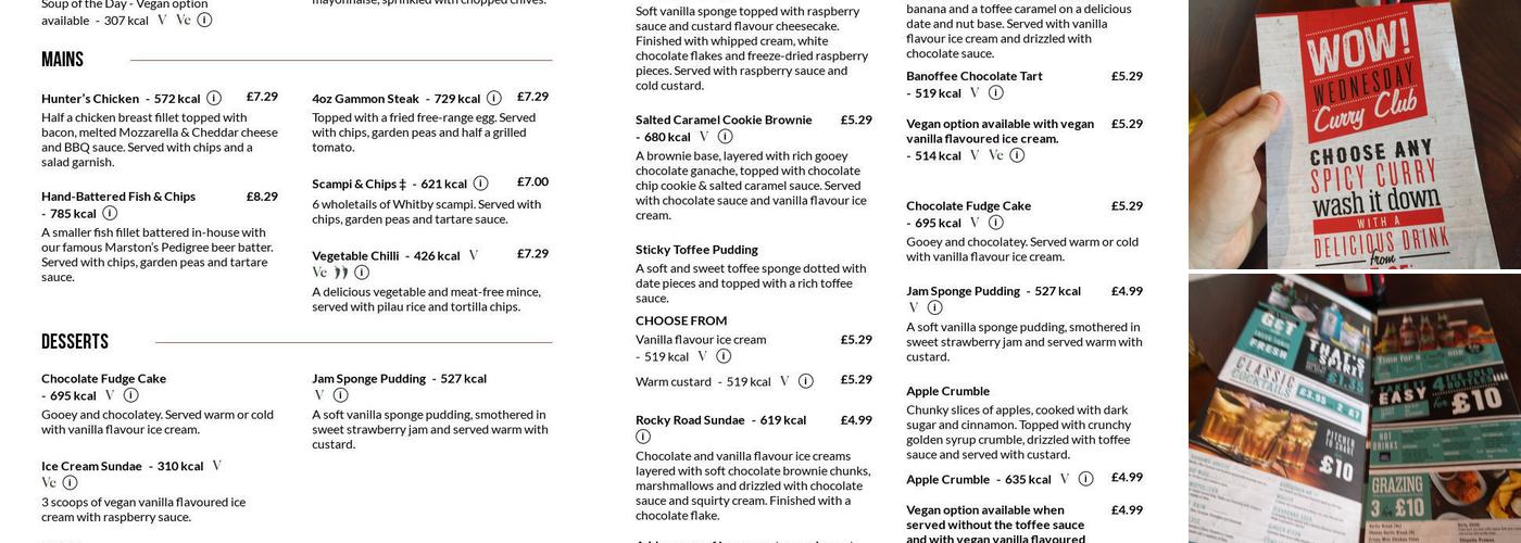 Monkfield Arms Menu