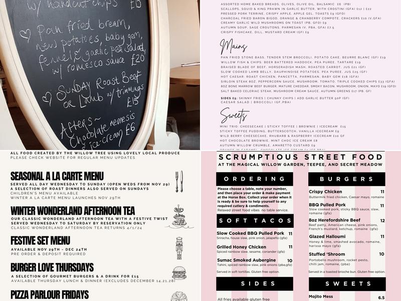 The Willow Tree Menu