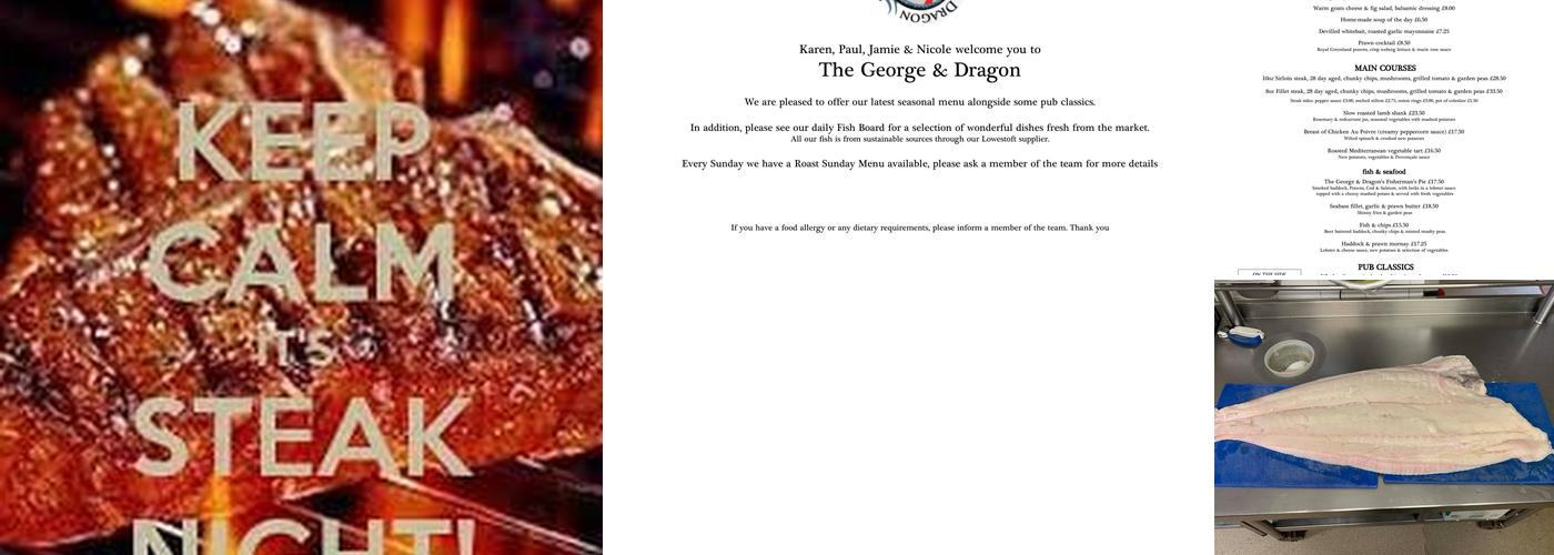 George & Dragon Menu