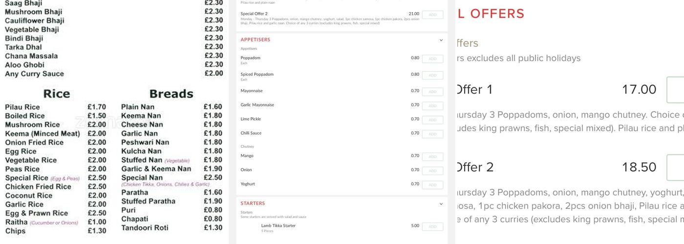 Saffron Express Menu