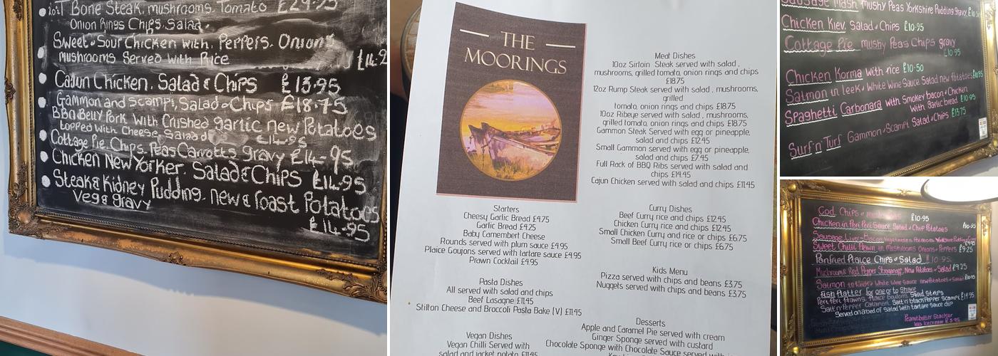 The Moorings Menu