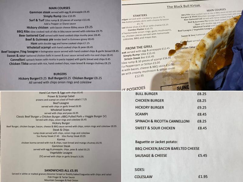 The Black Bull Inn Menu