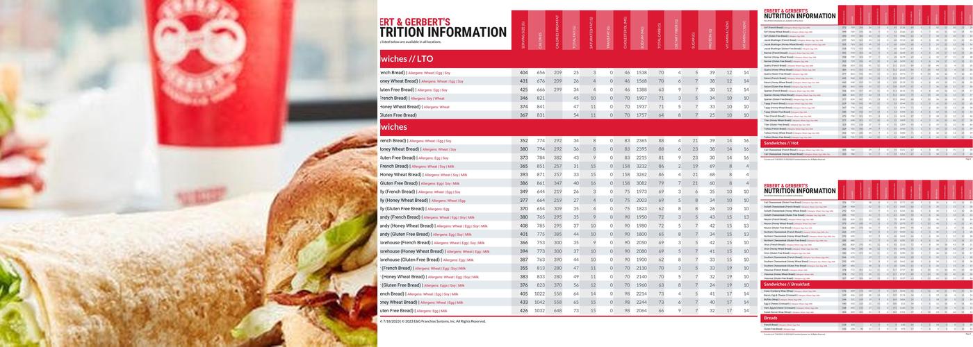 Erbert and Gerberts Menu
