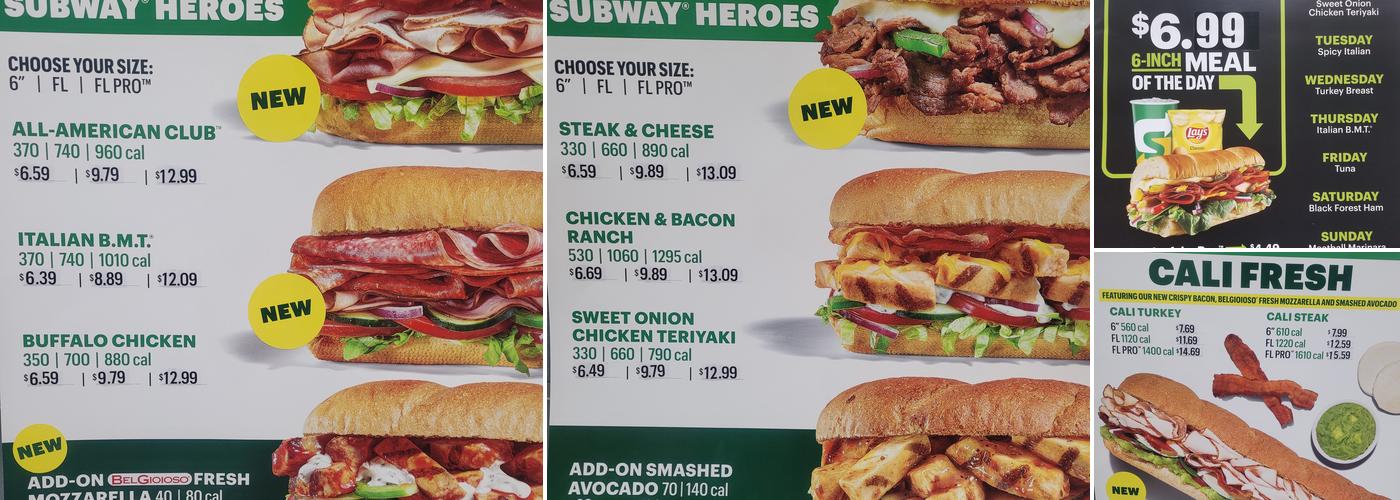 SUBWAY Menu