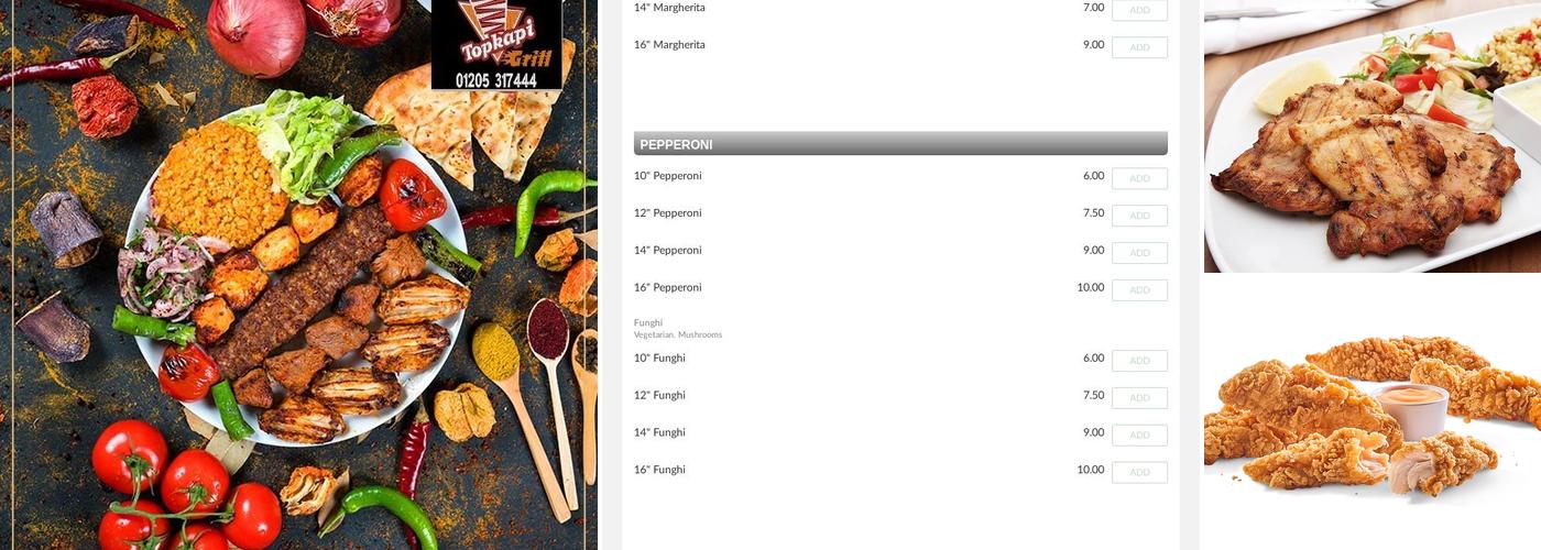 Boston TopKapi Grill Menu