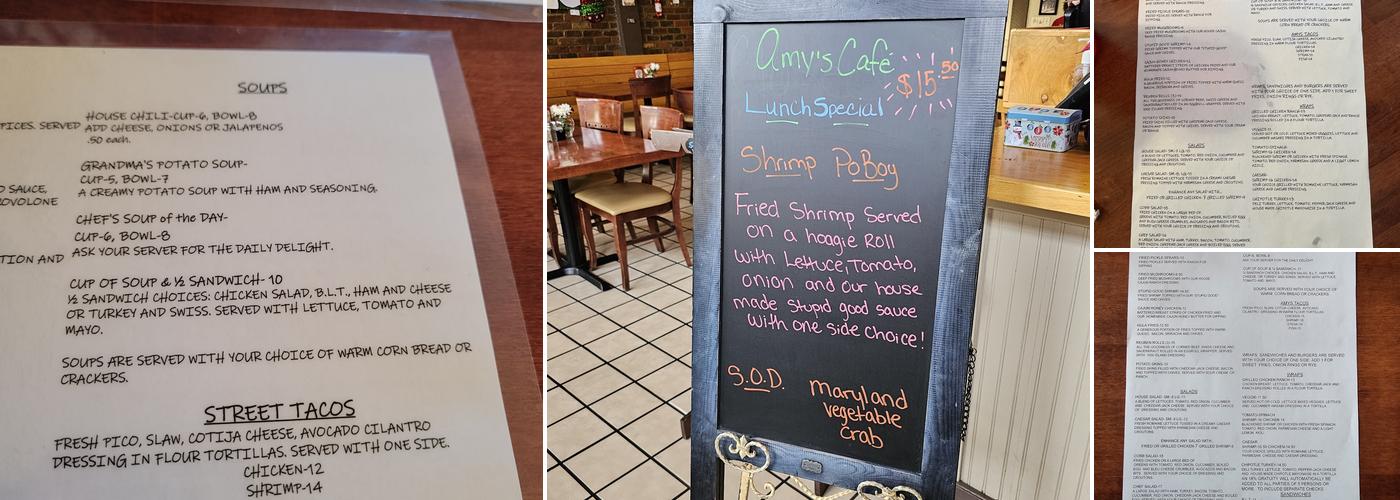 Amy's Cafe Menu