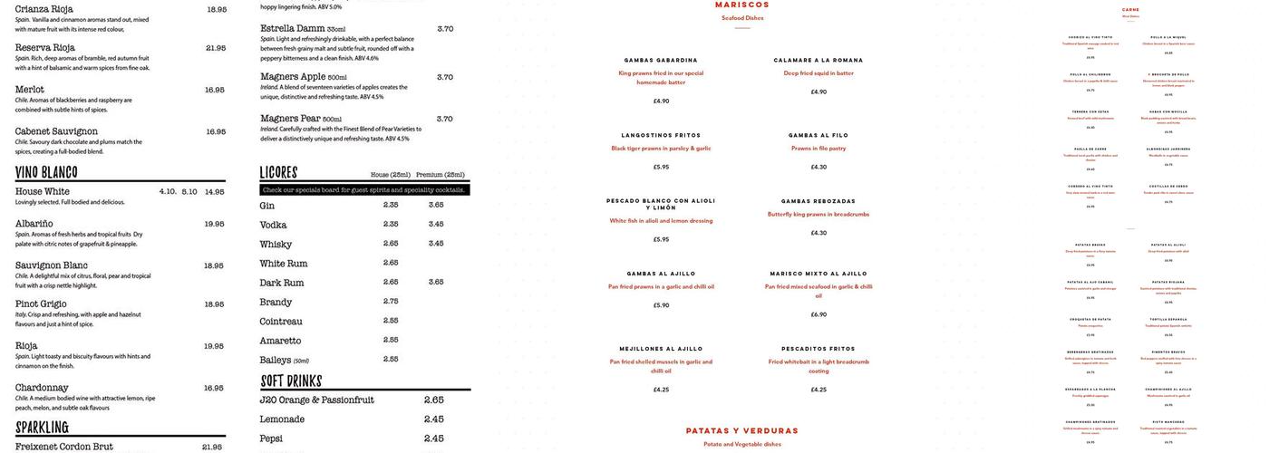 Viva España Restaurant Menu