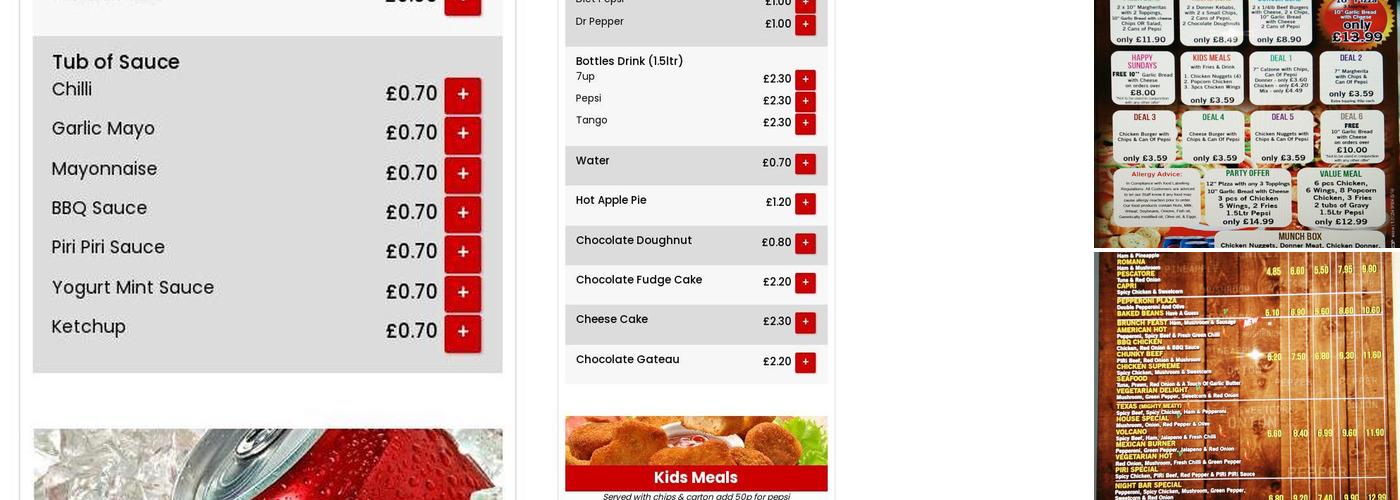 Night Bar Takeaway Horwich Menu