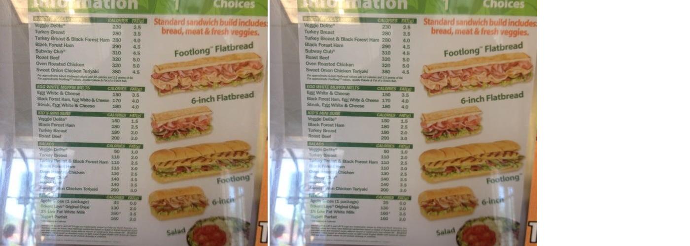 Subway Menu